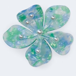 Marbled Flower Claw Hair Clip - Blue