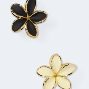 Outlined Tropical Flower Claw Hair Clip 2-Pack - Multi
