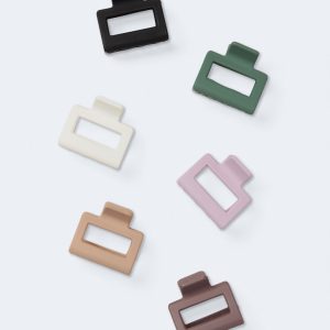 Small Matte Square Claw Hair Clip 6-Pack - Multi