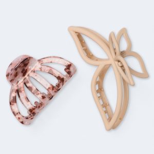 Butterfly & Marbled Claw Hair Clip 2-Pack - Multi
