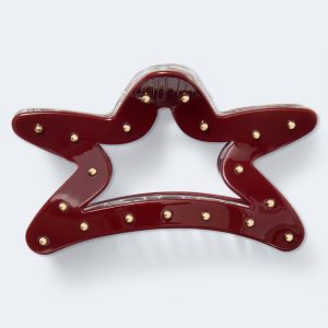 Star Cutout Claw Hair Clip - Burgundy