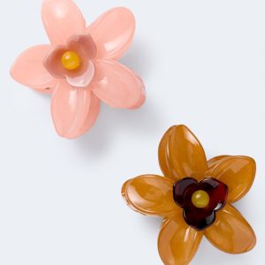 Layered Flower Claw Hair Clip 2-Pack - Multi