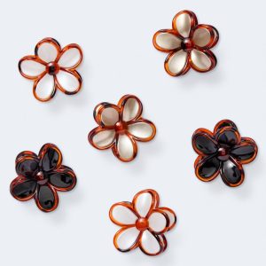 Outlined Flower Claw Hair Clip 6-Pack - Multi