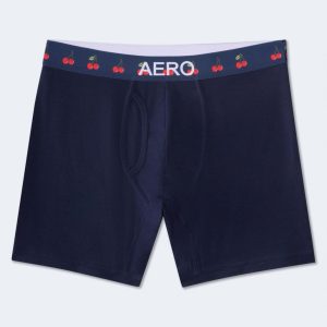 Cherry Waistband 6" Boxer Brief - Cadet Navy