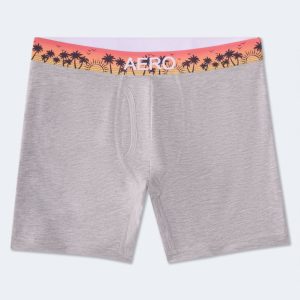 Palm Tree Waistband 6" Boxer Brief - Light Heather Grey