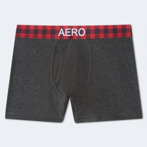 Buffalo Check Waistband 4.5" Boxer Brief - Charcoal Heather Grey