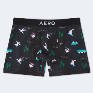 Snowboarding Yetis 4.5" Boxer Brief - Black Fox