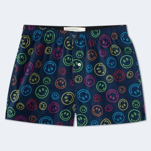 Smiley Face 4" Woven Boxers - Cadet Navy