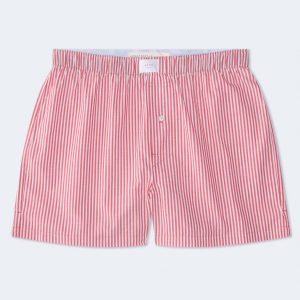 Thin Stripe 4" Woven Boxers - Red Heart