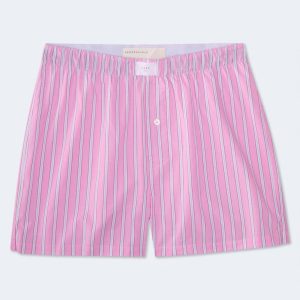 Banker Stripe 4" Woven Boxers - Azalea Pink