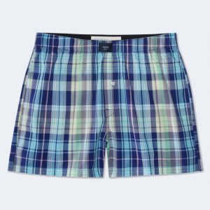 Sunny Plaid 4" Woven Boxers - Blue