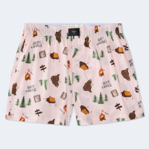 Happy Camper Woven Boxers - Dainty Pink
