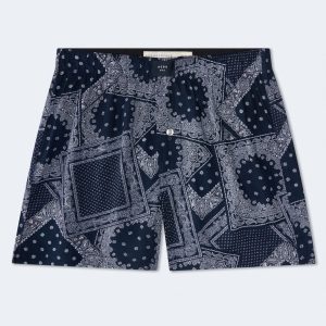 Bandana Print 4" Woven Boxers - Cadet Navy