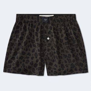Leopard Print 4" Woven Boxers - Stonewall