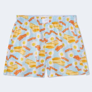 Eggs & Bacon 4" Woven Boxers - Light Blue