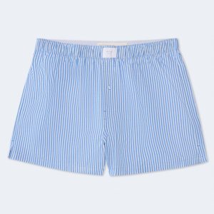 Thin Stripe 4" Woven Boxers - Academy Blue