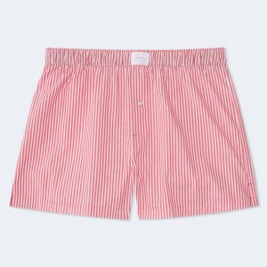 Thin Stripe 4" Woven Boxers - Red Heart