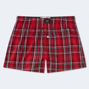 Plaid 4" Woven Boxers - Red Heart