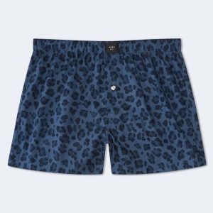 Leopard Print 4" Woven Boxers - Blue Nights