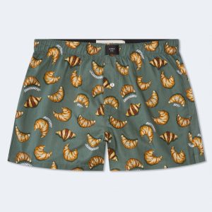 Hot Buttery Croissants 4" Woven Boxers - Celery