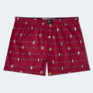 Penguin Lights 4" Woven Boxers - Plum
