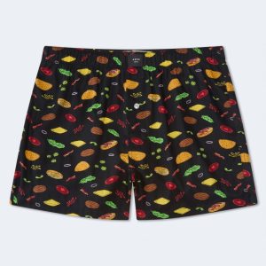 Deconstructed Burgers 4" Woven Boxers - Black Fox