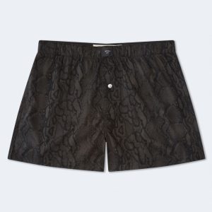 Snake Print 4" Woven Boxers - Black Fox