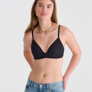 Seriously Soft Smooth Molded V-Neck Push-Up Bra - Black Fox