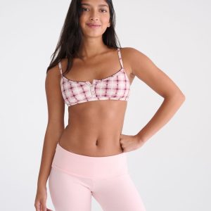 Plaid Hearts Henley Bralette - Red Bark