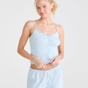 Striped Pointelle Sleep Tank - Blue Haze