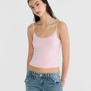 Solid Lace-Trim Cami - Mermaid Pink