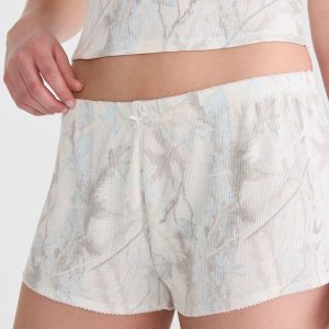 Forest Camo Waffle Sleep Shorts - Cream