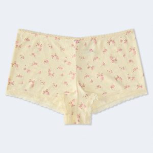 Floral Pointelle Mini Boxer - Gold Tensel