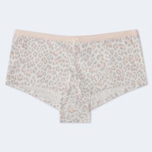 Snow Leopard Print Boyshort - Cream