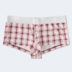Plaid Hearts Mini Boxer - Red Bark