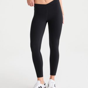 Buttery Soft Low-Rise Crossover Leggings - Black Fox