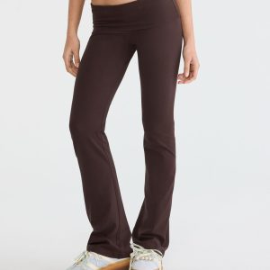 Mid-Rise Fold-Over Bootcut Pants - Jaspe Muted Ebony