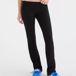 Mid-Rise Fold-Over Bootcut Pants - Black Fox