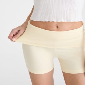 Buttery Soft Fold-Over Booty Shorts - Gold Tensel