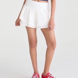 Buttery Soft High-Rise Flutter Shorts - Cream