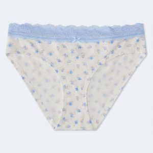 Floral Lace-Trim Hipster - Cream