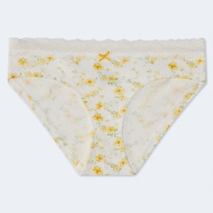 Floral Lace-Trim Hipster - Cream
