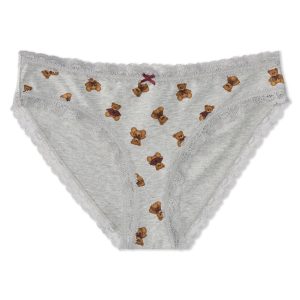 Teddy Bear Lace-Trim Hipster - Light Heather Grey