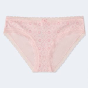 Pumpkin Bow Lace-Trim Hipster - Barely Pink