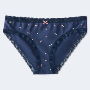 Multi Hearts Lace-Trim Hipster - Blue Nights