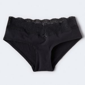 Cotton Lace-Trimmed Hipster - Black Fox