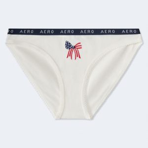 American Flag Bow Logo Bikini - Cream