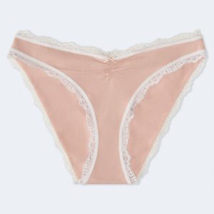 Cinched Low-Rise Lace-Trim Bikini - Ballet Pink