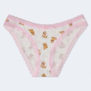 Kittens Lace-Trim Low-Rise Bikini - Cream