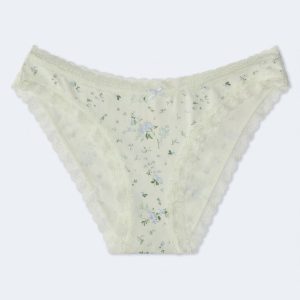 Floral Lace-Trim Low-Rise Bikini - Spun Green